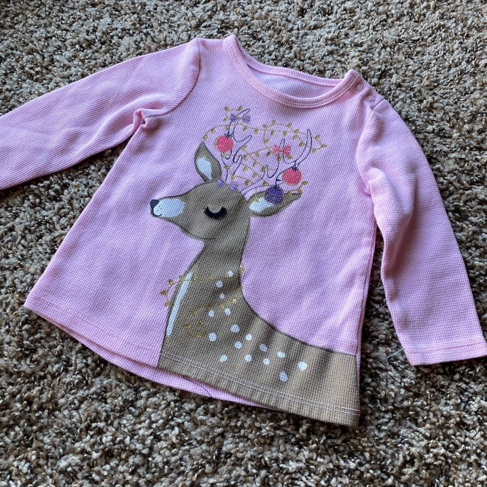 Reindeer Holiday Pink Top